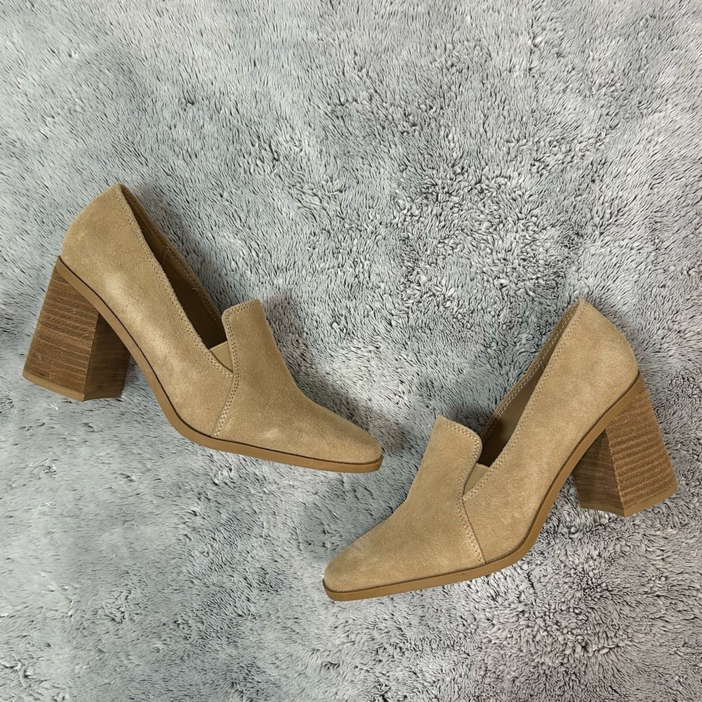 Joie Tan Suede Block Heel Loafers